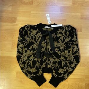 Alice + Olivia Black and Gold Cardigan
